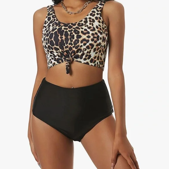 Zaful Leopard and Black Bikini Set - Picture 1 of 4